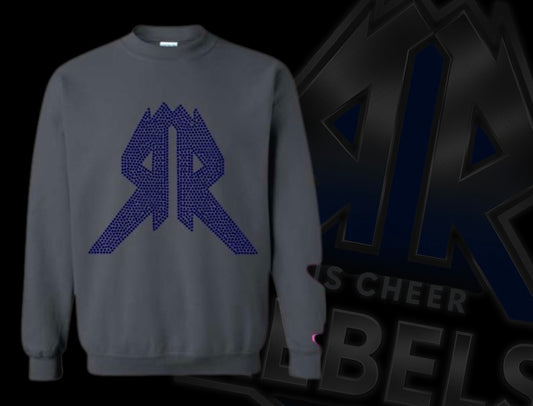 Charcoal Crewneck with Rhinestoned Rebels Logo on Front